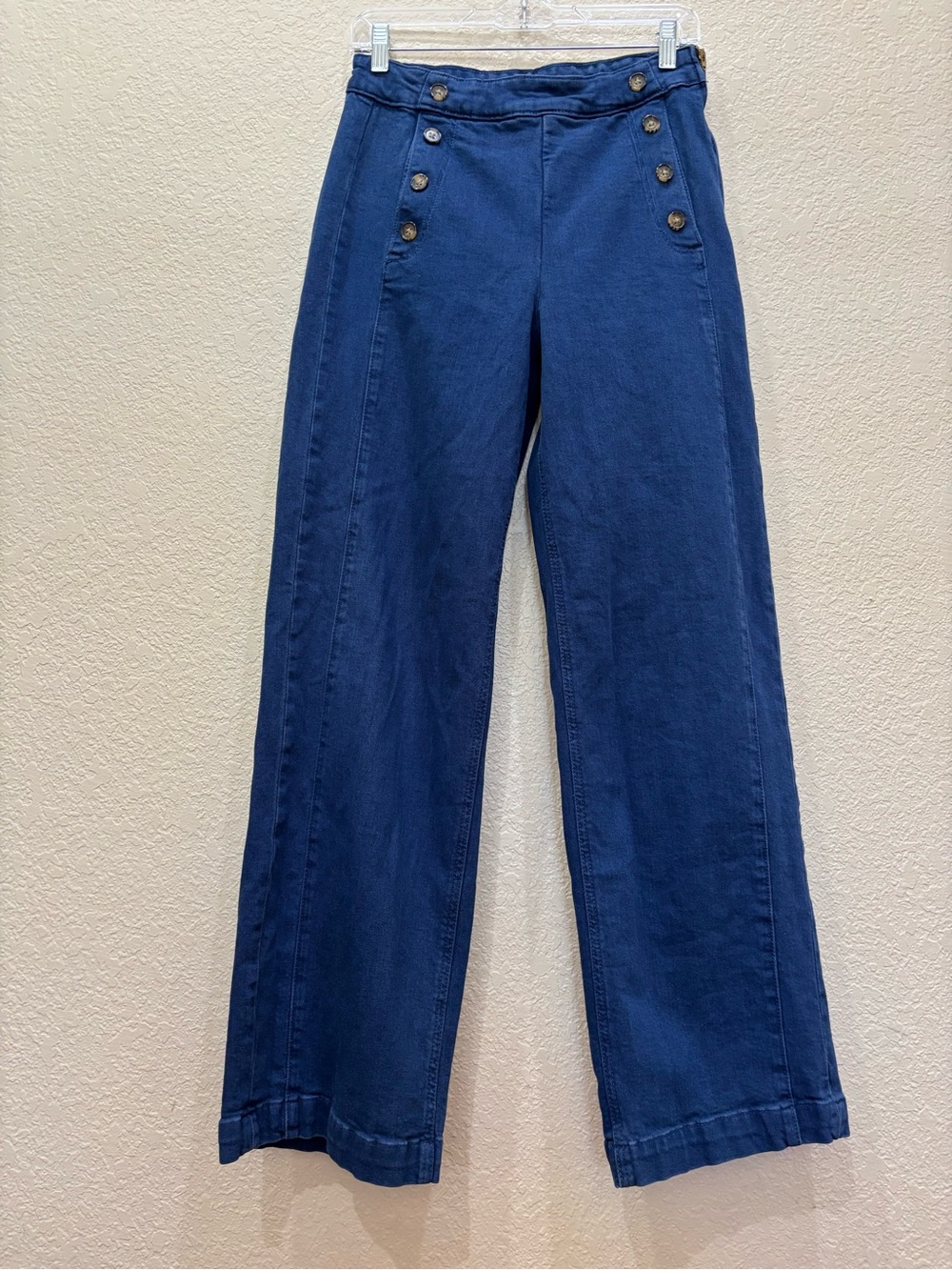 Old Navy Extra High Waisted Mariner Wide Leg Sailor Jeans Dark Wash Nautical 4